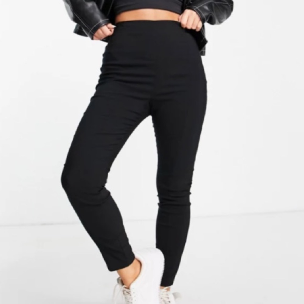 ASOS DESIGN Hourglass high waist pants in skinny fit in black 6 side zipper